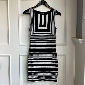 Bebe geometric black & white dress